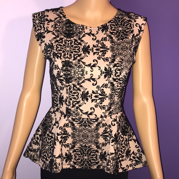 ❌SOLD❌🆕Iris Basic Peplum Dress Black/Tan - Picture 3 of 7